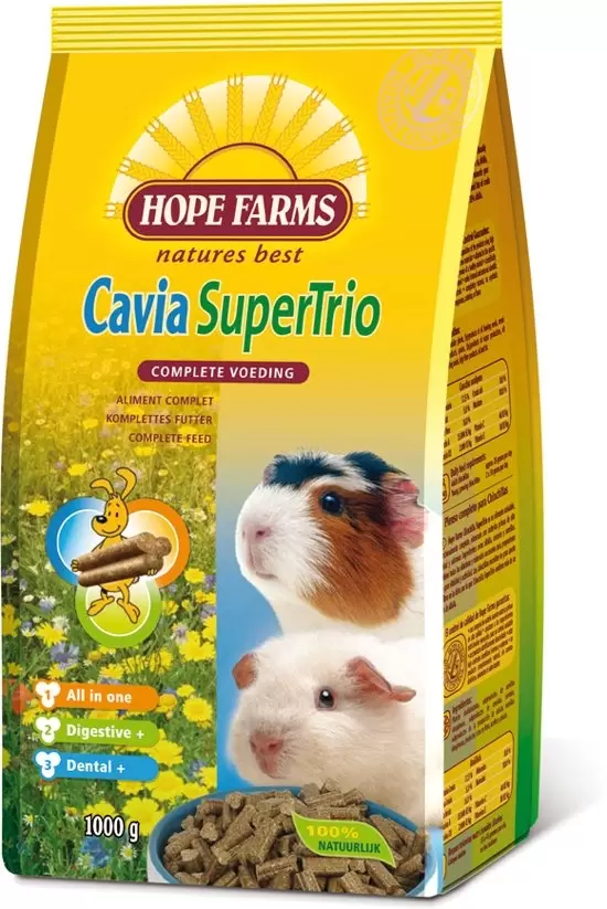 Milieuvriendelijk schandaal namens Hope Farms Cavia Supertrio 1 kilo - Poppelaars Tuincentrum